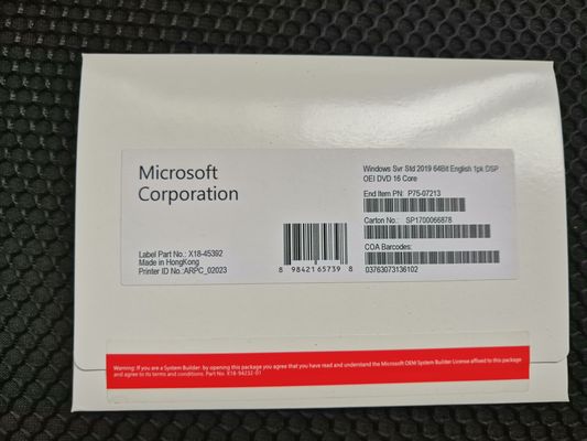 Σφραγισμένη τυποποιημένη βασική COA DVD παραθύρων πακέτων σφαιρική ενεργοποίηση κεντρικών υπολογιστών 2019